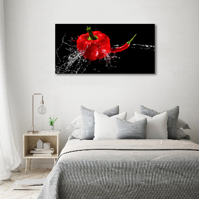 Schilderij op glas Rode paprika's