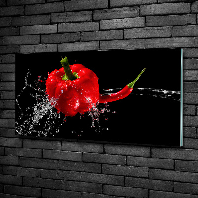 Schilderij op glas Rode paprika's