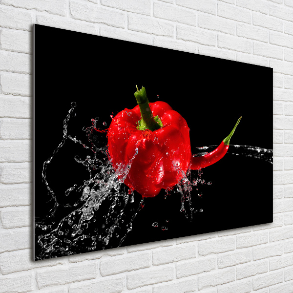 Schilderij op glas Rode paprika's