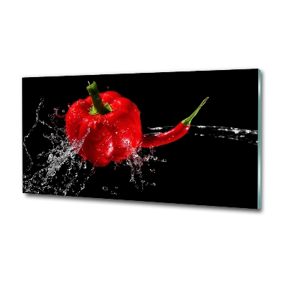 Schilderij op glas Rode paprika's