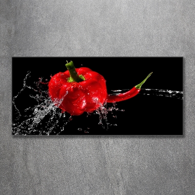 Schilderij op glas Rode paprika's