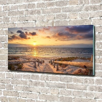 Foto schilderij op glas Pad naar het strand