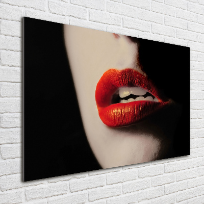Glazen schilderij Rode lippen