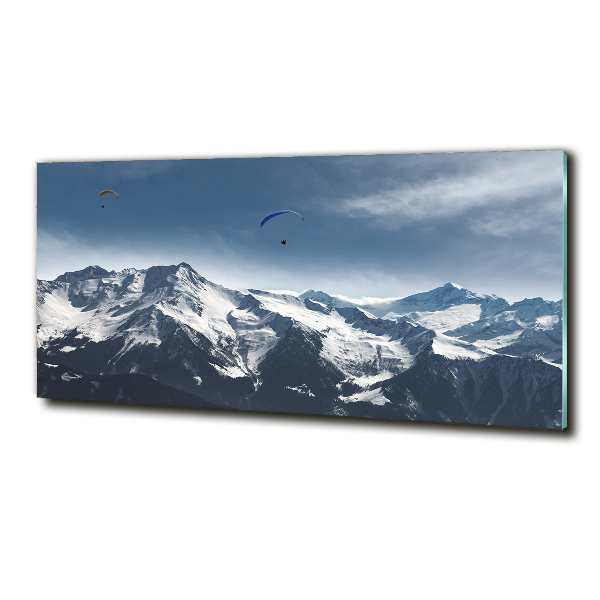 Schilderij op glas Paragliden in de Alpen