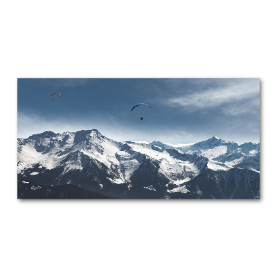 Schilderij op glas Paragliden in de Alpen