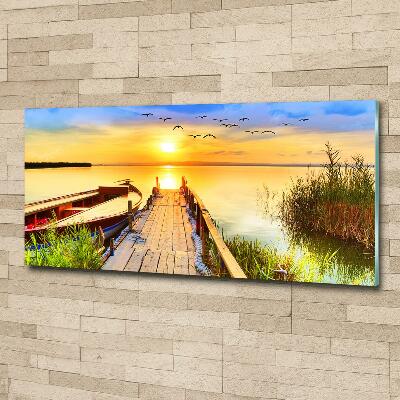 Schilderij op glas Boot en steiger