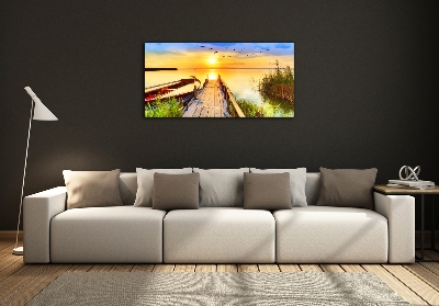 Schilderij op glas Boot en steiger