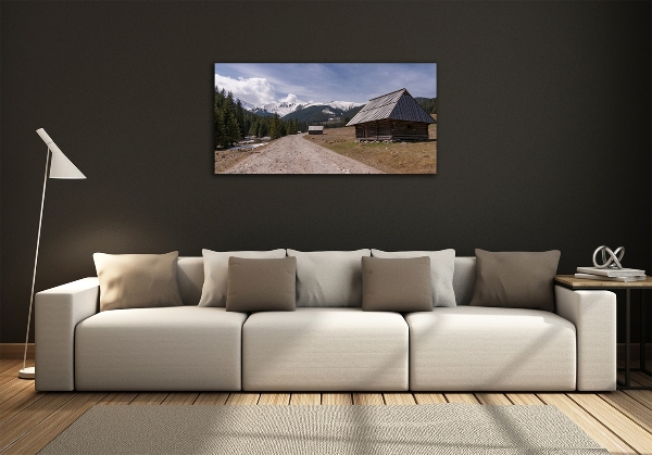 Schilderij op glas Een huisje in de bergen