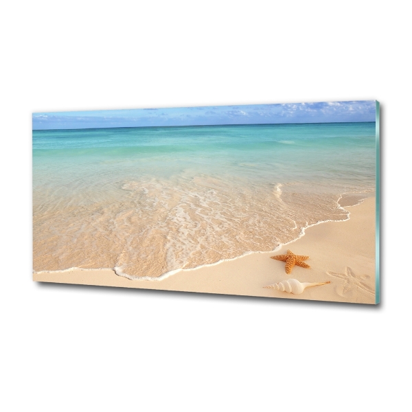 Foto schilderij op glas Zeesterren op het strand