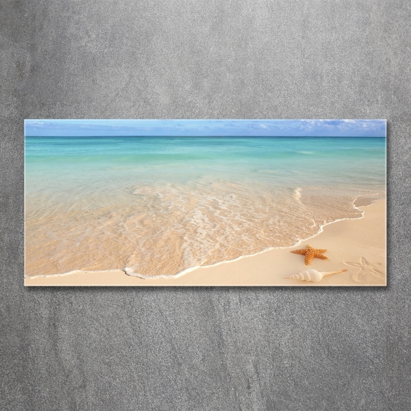 Foto schilderij op glas Zeesterren op het strand