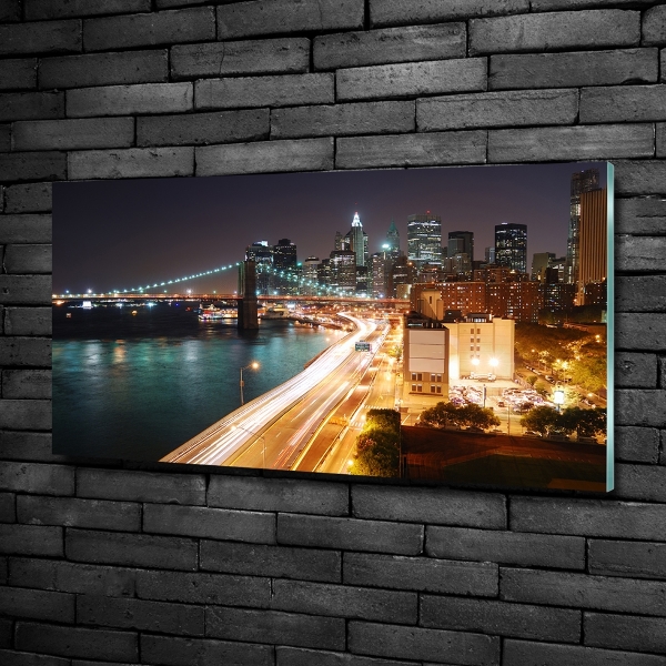 Schilderij op glas New York 's nachts