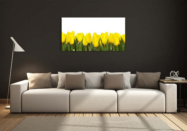 Glazen schilderij Gele tulpen