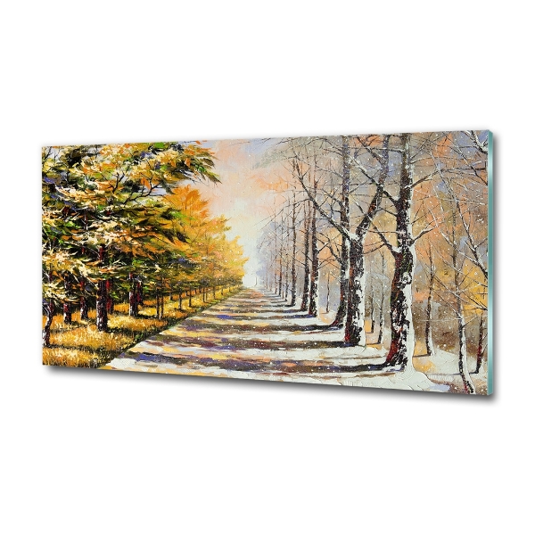 Schilderij glas Herfst versus winter