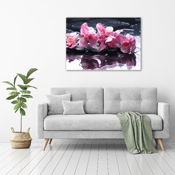 Schilderij glas Roze orchidee