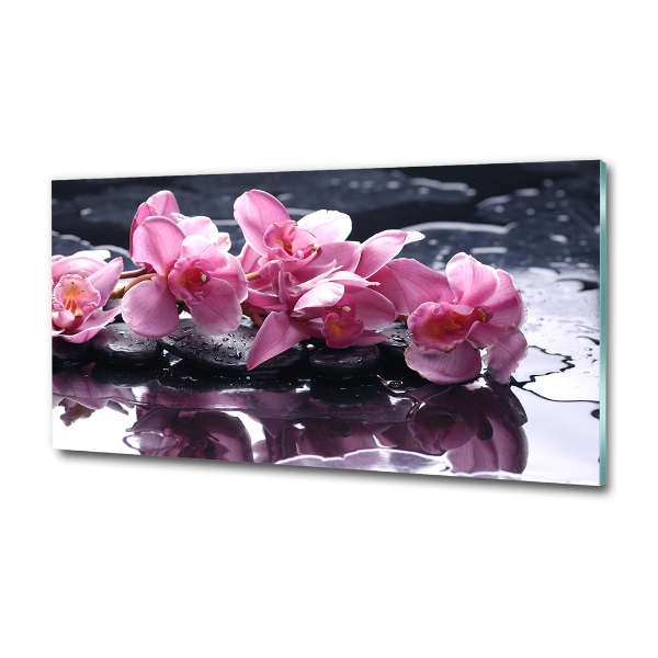 Schilderij glas Roze orchidee