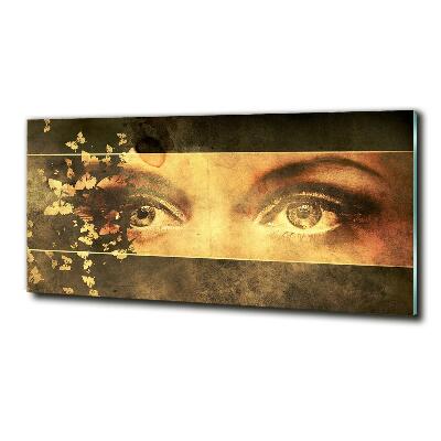 Glazen schilderij Ogen en vlinders