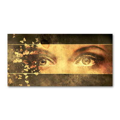 Glazen schilderij Ogen en vlinders