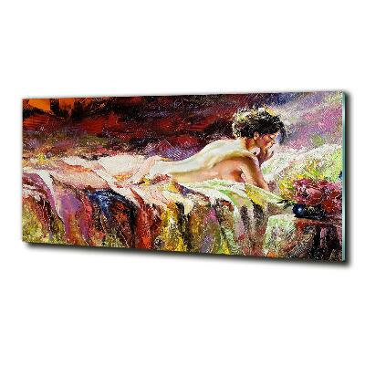 Schilderij glas Leugenachtige vrouw