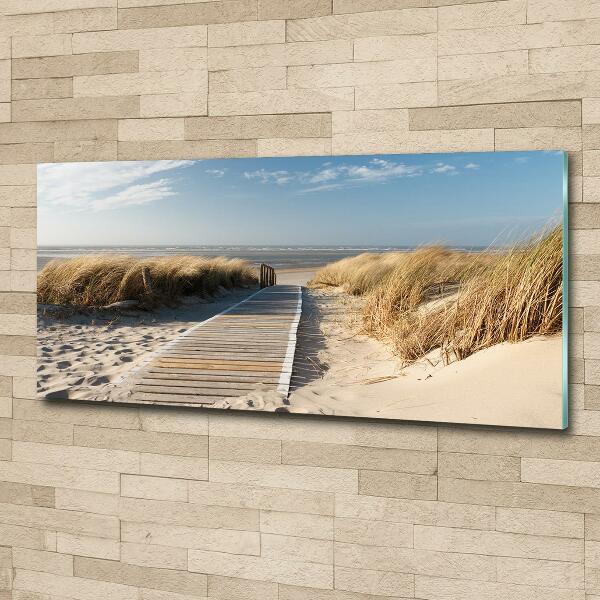 Schilderij op glas Strandpad
