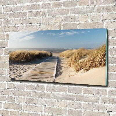 Schilderij op glas Strandpad