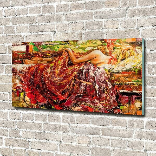 Glazen schilderij Slapende vrouw