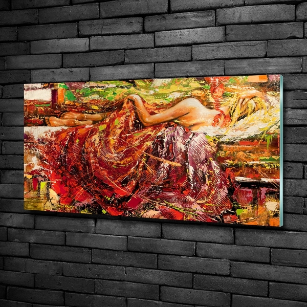 Glazen schilderij Slapende vrouw