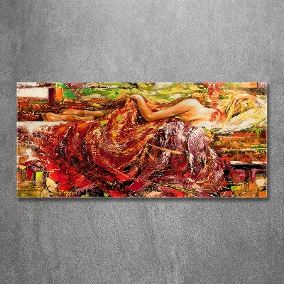 Glazen schilderij Slapende vrouw