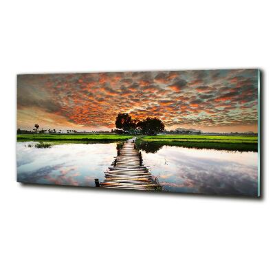 Foto schilderij op glas Houten brug