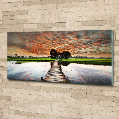 Foto schilderij op glas Houten brug