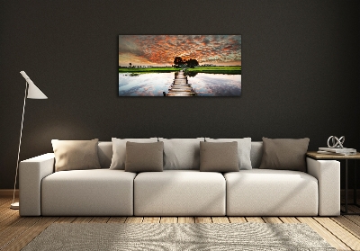 Foto schilderij op glas Houten brug