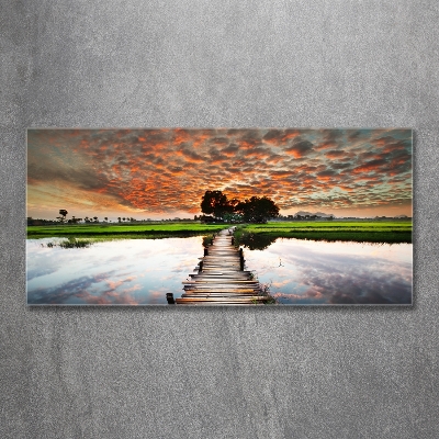 Foto schilderij op glas Houten brug