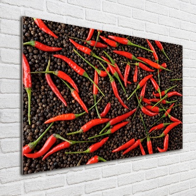 Glazen schilderij Chilipepers