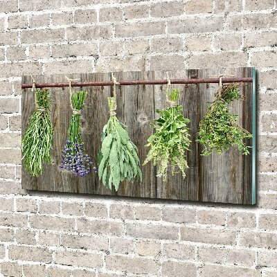 Schilderij op glas Kruiden aan een touwtje