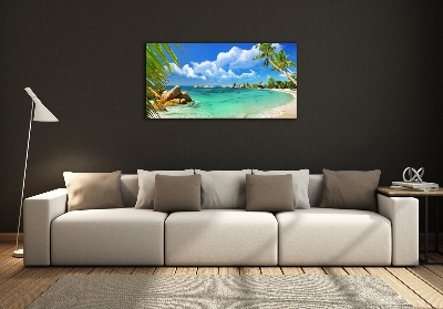 Schilderij op glas strand op de Seychellen