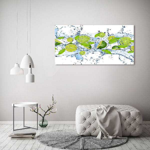 Foto schilderij op glas Limoenen en water