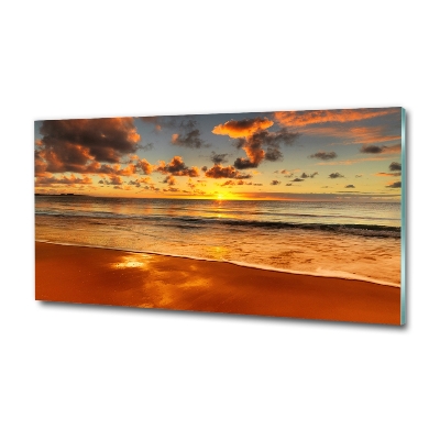 Foto schilderij op glas Zonsondergangstrand