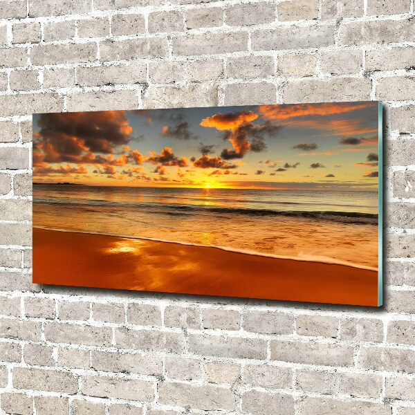 Foto schilderij op glas Zonsondergangstrand