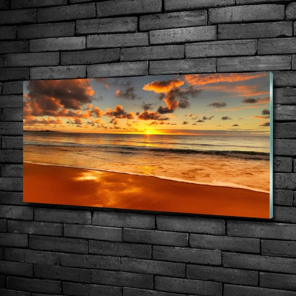 Foto schilderij op glas Zonsondergangstrand