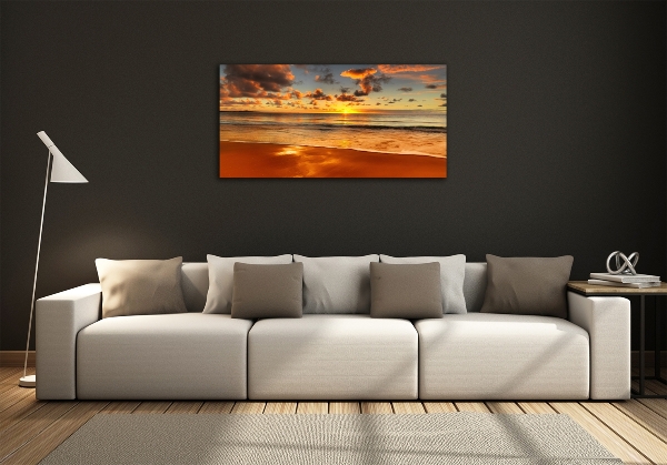 Foto schilderij op glas Zonsondergangstrand