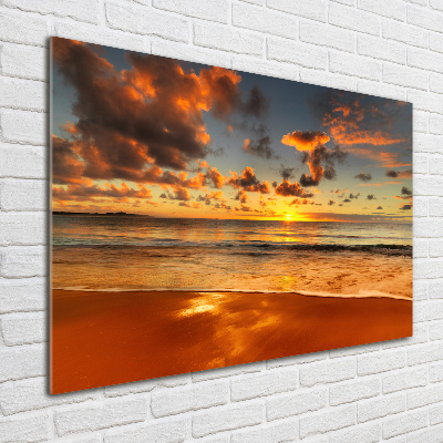 Foto schilderij op glas Zonsondergangstrand
