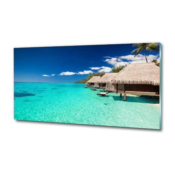 Schilderij op glas Bungalows boven het water