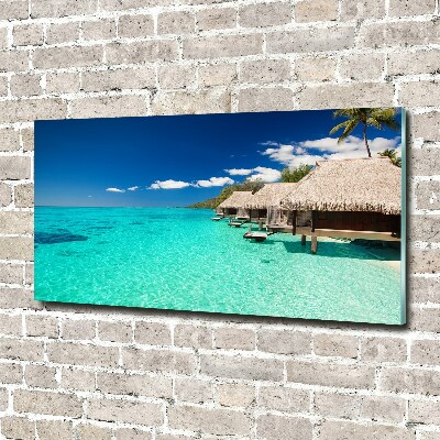 Schilderij op glas Bungalows boven het water