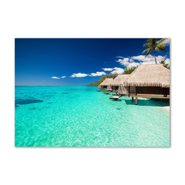 Schilderij op glas Bungalows boven het water