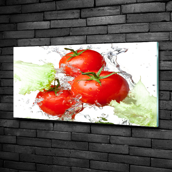 Schilderij op glas Tomaten en sla