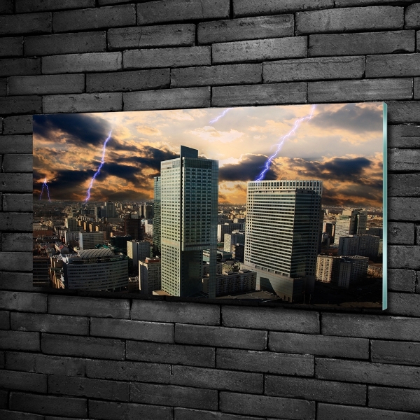 Foto schilderij op glas Storm boven Warschau