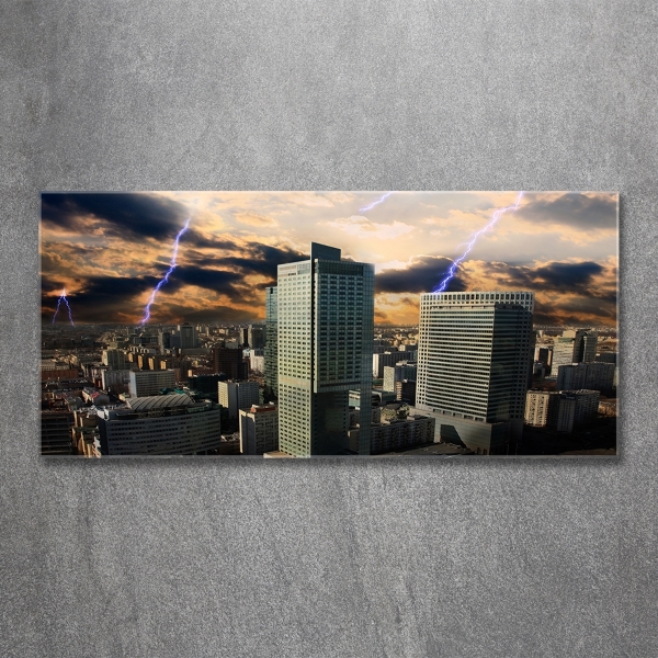 Foto schilderij op glas Storm boven Warschau