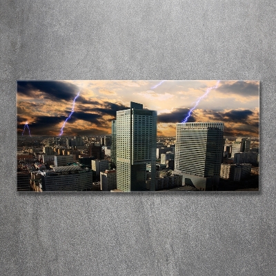 Foto schilderij op glas Storm boven Warschau