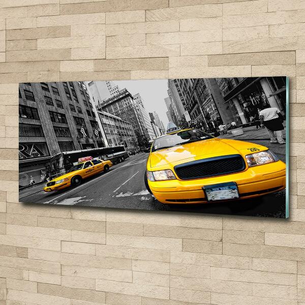 Foto schilderij op glas New Yorkse taxi's