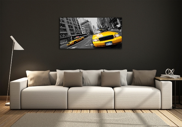 Foto schilderij op glas New Yorkse taxi's