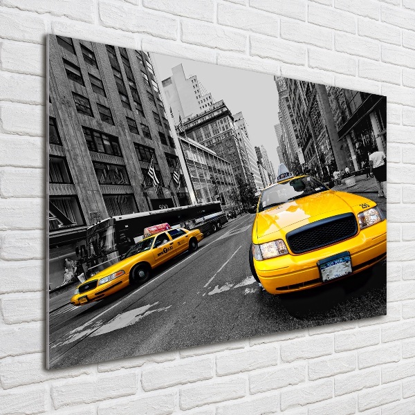 Foto schilderij op glas New Yorkse taxi's